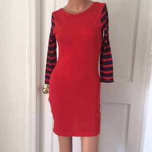 Blue/red striped dress